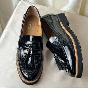 Franco Sarto Black Patent Loafers- 6.5